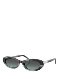 Tiffany & Co oval sunglasses with blue tinted lenses and black frame (British brand)