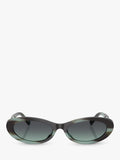 Tiffany & Co oval sunglasses with blue tinted lenses and black frame (British brand)