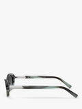 Tiffany & Co oval sunglasses with blue tinted lenses and black frame (British brand)