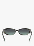 Tiffany & Co oval sunglasses with blue tinted lenses and black frame (British brand)