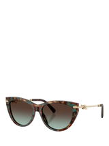 John Lewis Tiffany & Co Women's Cat's Eye Sunglasses, Brown Havana/Blue, 55mm- Buy online at McGrocer