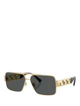 John Lewis Versace VE22901 Men's Rectangular Sunglasses, Gold/Grey- Buy online at McGrocer