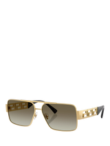 John Lewis Versace VE22901 Men's Rectangular Sunglasses Gold/Green- Buy online at McGrocer
