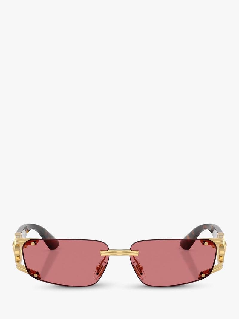 Versace men's rectangular sunglasses gold red frame - British product