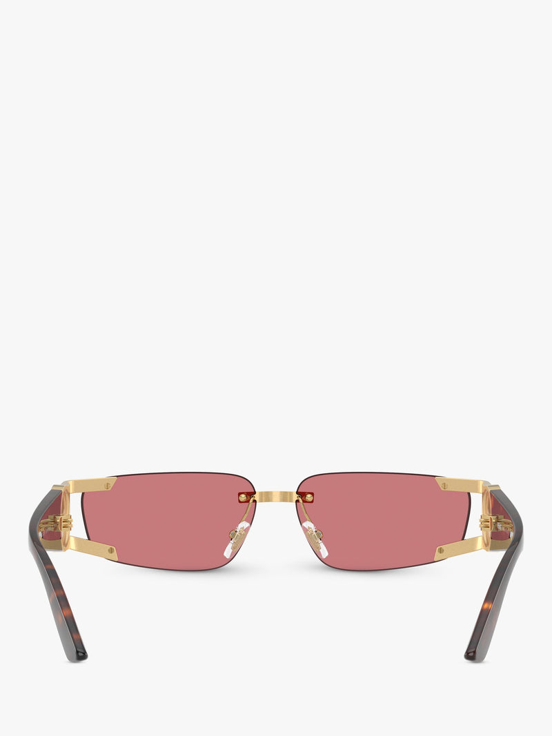 Versace men's rectangular sunglasses gold red frame - British product