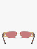 Versace men's rectangular sunglasses gold red frame - British product