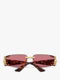 Versace men's rectangular sunglasses gold red frame - British product