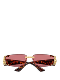 Versace men's rectangular sunglasses gold red frame - British product