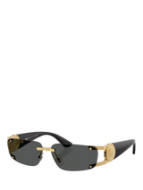 John Lewis Versace VE2291 Men's Rectangular Sunglasses, Gold/Grey- Buy online at McGrocer