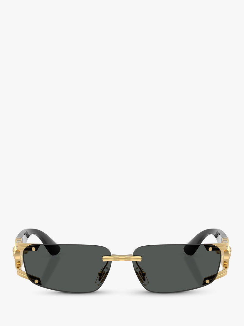 Versace men's rectangular sunglasses gold grey, UK version