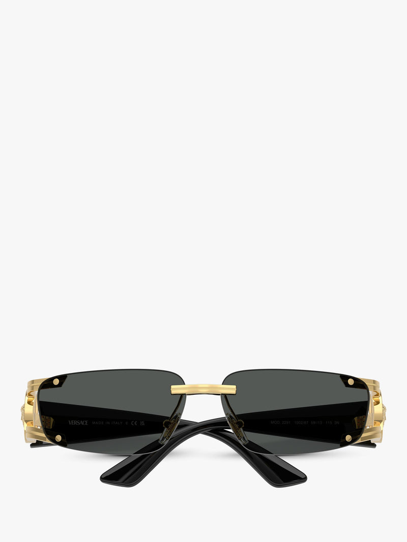 Versace men's rectangular sunglasses gold grey, UK version
