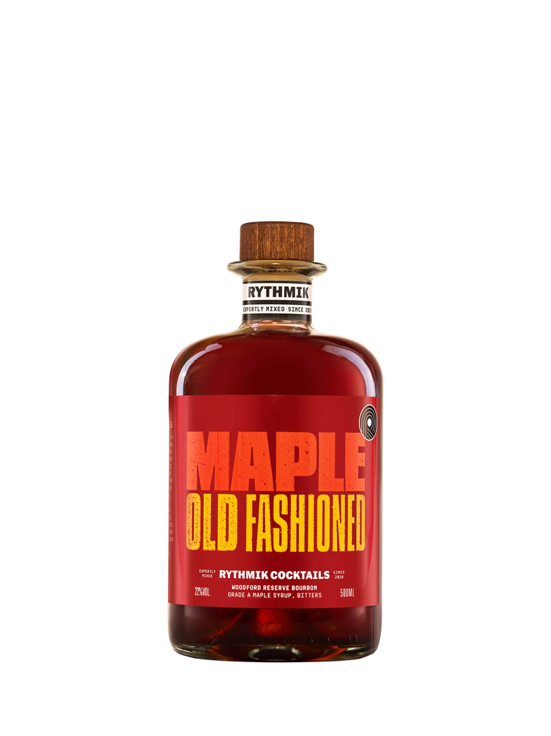 Rythmik Maple Old Fashioned cocktail with bourbon and maple syrup 50cl, imported from the UK