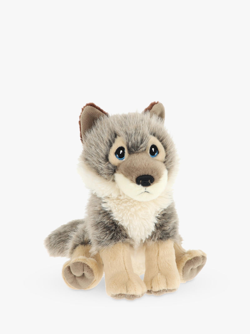 Wolf Plush Soft Toy with Embroidered Detailing 20cm, Made from Recycled Materials