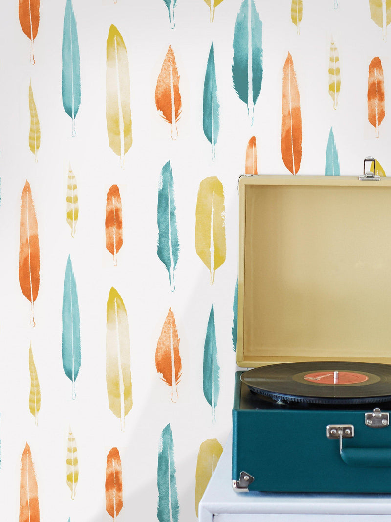 Mini Moderns feathers wallpaper Lido, imported from the UK