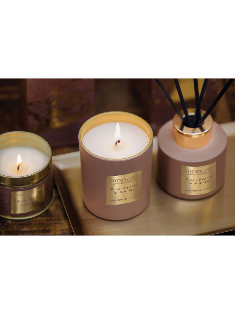 Stoneglow black pepper juniper scented candle 220g - British product