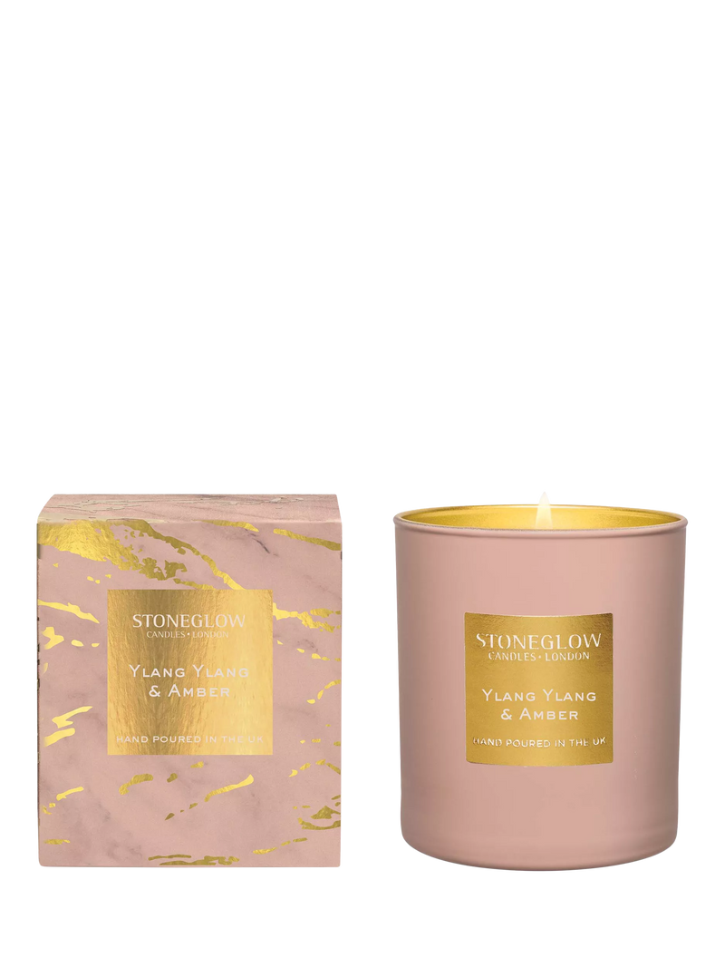 Stoneglow Ylang Ylang and Amber scented candle 220g, imported from the UK