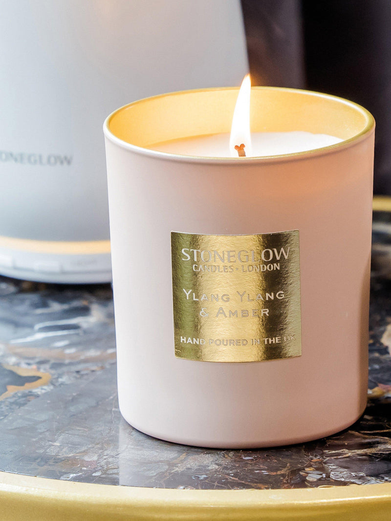 Stoneglow Ylang Ylang and Amber scented candle 220g, imported from the UK