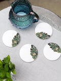 Culinary Concepts white marble mother of pearl coasters, imported from the UK