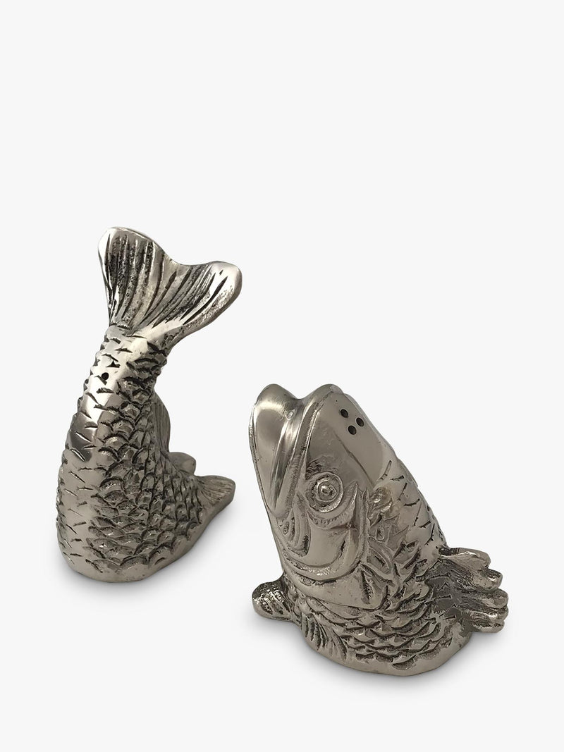 Aluminium Fish-Shaped Salt and Pepper Shaker Set with Easy-Refill Stoppers
