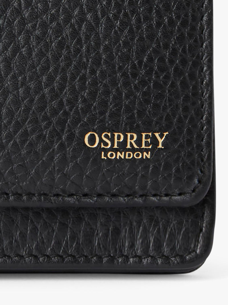 Osprey London Harper leather matinee purse in black (British brand)