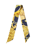 Aspinal of London silk scarf navy multi, imported from the UK