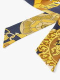 Aspinal of London silk scarf navy multi, imported from the UK
