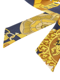 Aspinal of London silk scarf navy multi, imported from the UK