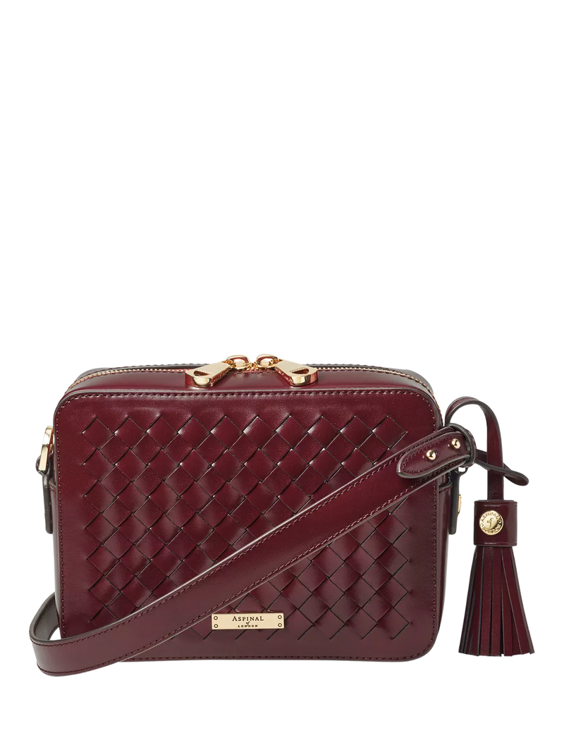 Aspinal of London woven leather crossbody camera bag, UK version