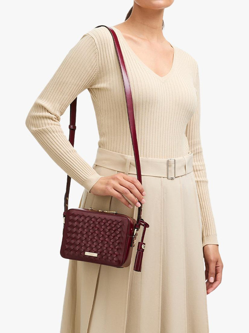 Aspinal of London woven leather crossbody camera bag, UK version