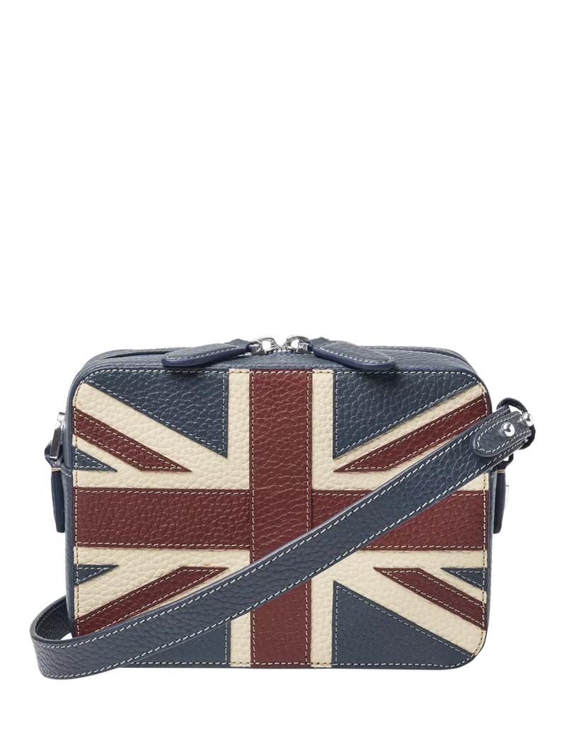 Aspinal of London leather crossbody camera bag with Union Jack design - British product