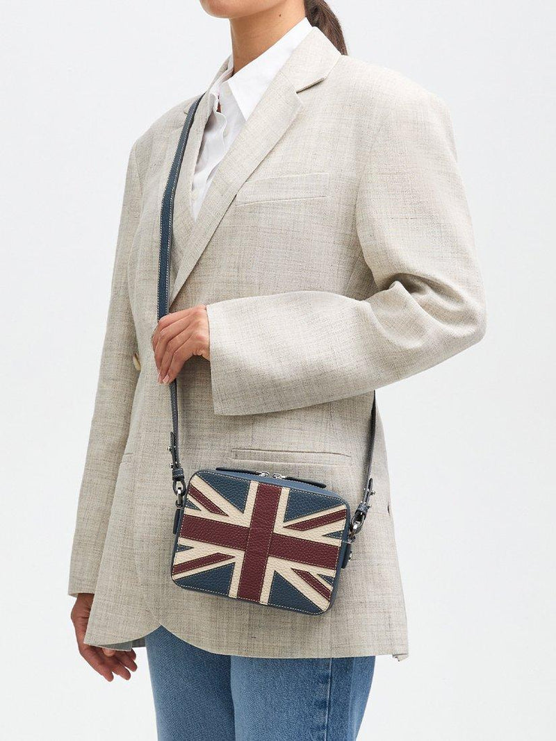 Aspinal of London leather crossbody camera bag with Union Jack design - British product