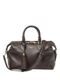 Aspinal of London dark brown pebble leather midi bag (British brand)