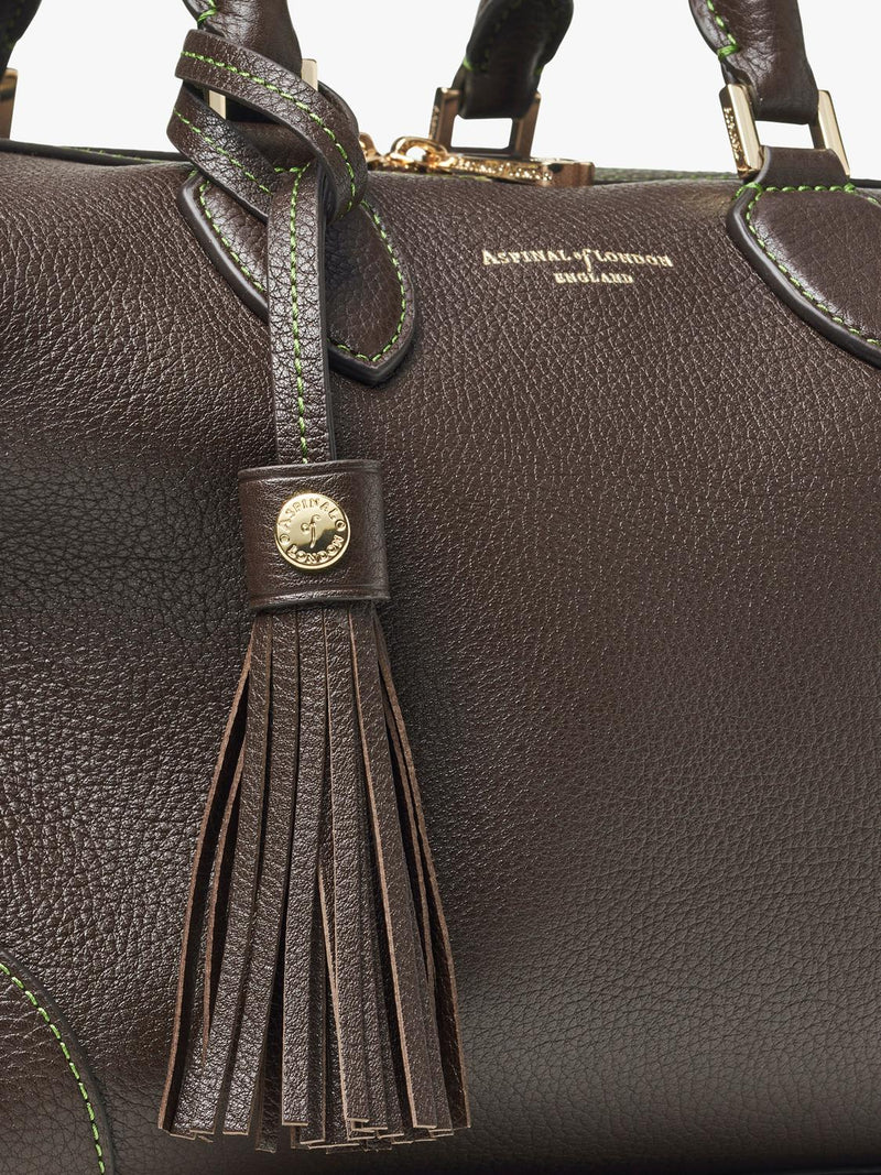 Aspinal of London dark brown pebble leather midi bag (British brand)