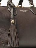 Aspinal of London dark brown pebble leather midi bag (British brand)