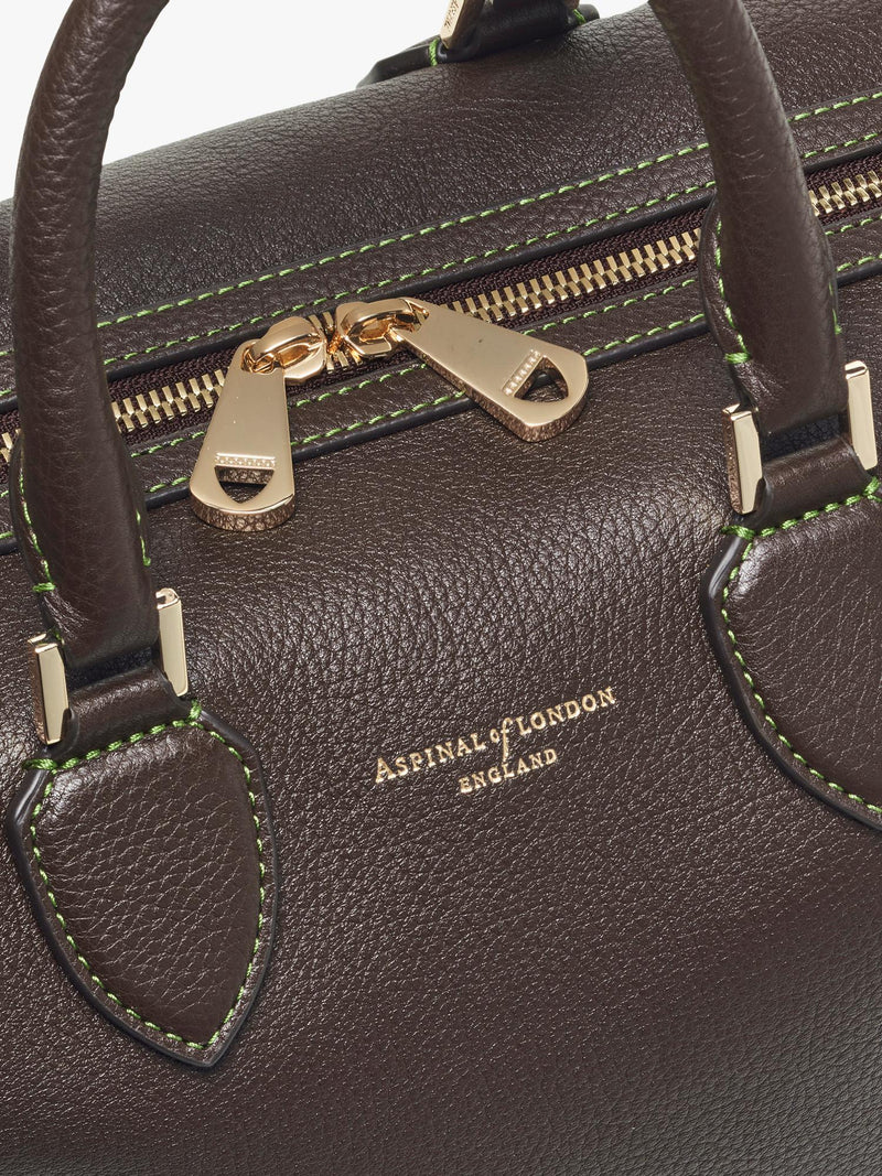 Aspinal of London dark brown pebble leather midi bag (British brand)