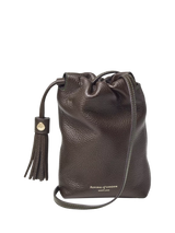 John Lewis Aspinal of London Soho Pebble Leather Pouch Bag Dark Brown Cross Body- Buy online at McGrocer