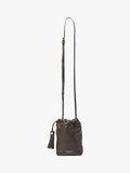Aspinal of London Soho Pebble leather pouch bag dark brown - British product