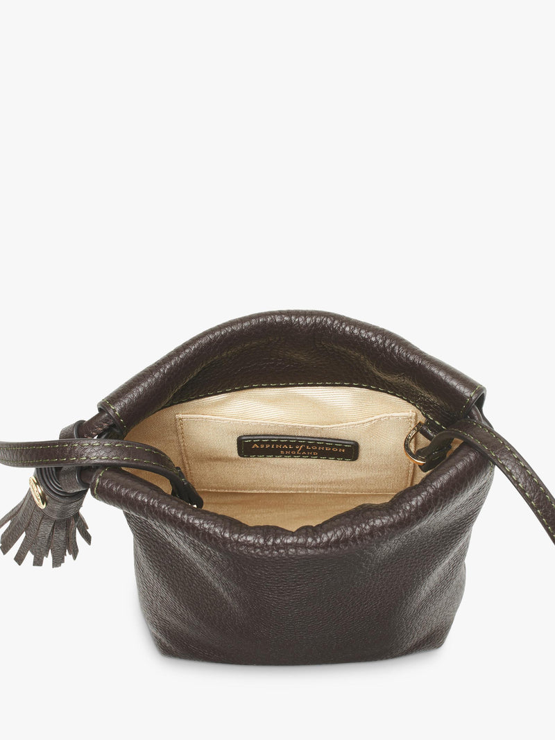 Aspinal of London Soho Pebble leather pouch bag dark brown - British product