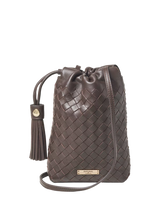 John Lewis Aspinal of London Soho Slot Weave Crossbody Pouch Bag, Chocolate- Buy online at McGrocer