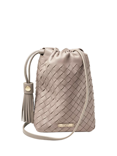 John Lewis Aspinal of London Soho Slot Weave Crossbody Pouch, Taupe- Buy online at McGrocer