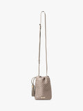 Aspinal of London Soho Slot Weave crossbody pouch taupe, imported from the UK