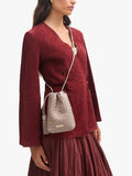 Aspinal of London Soho Slot Weave crossbody pouch taupe, imported from the UK