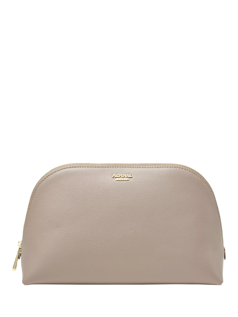 Aspinal of London leather toiletry bag in taupe, UK version