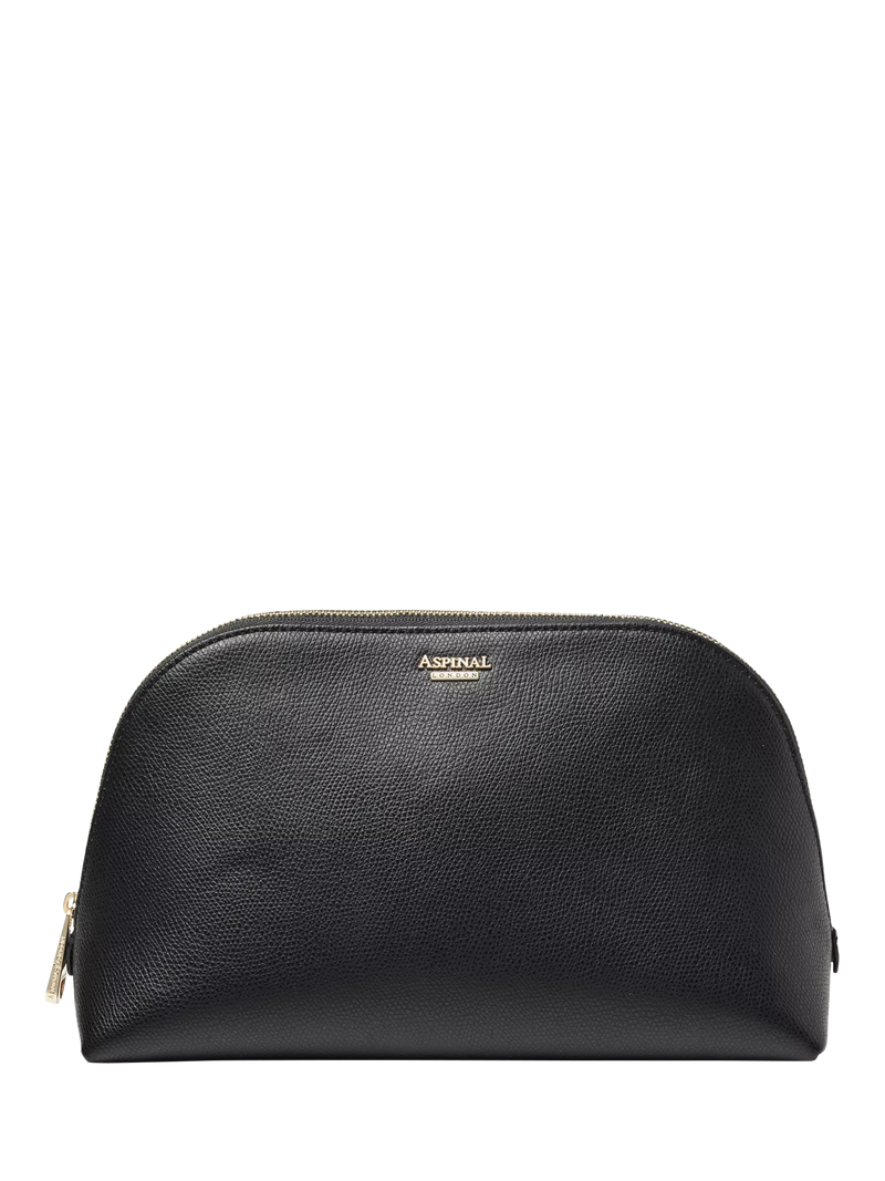 Aspinal of London black leather toiletry bag, imported from the UK