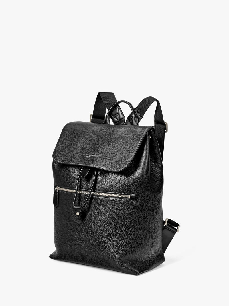 Aspinal of London Reporter leather backpack black, imported from the UK