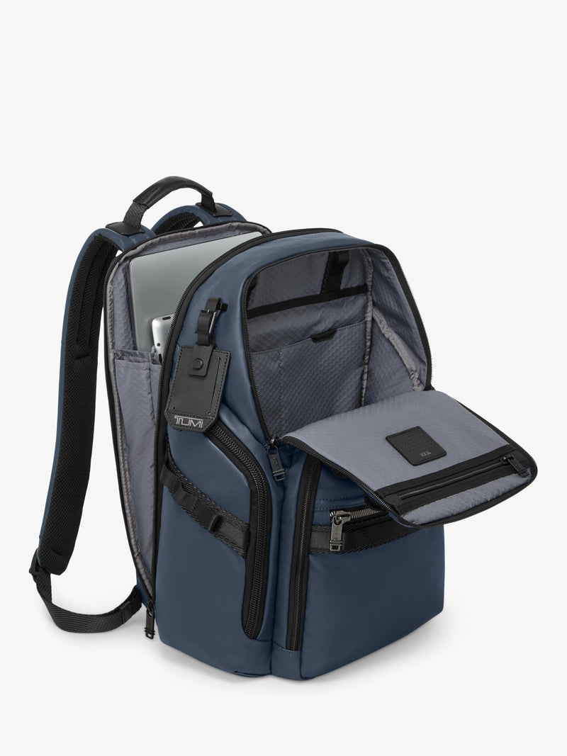 TUMI Search Backpack navy coated canvas (British brand)
