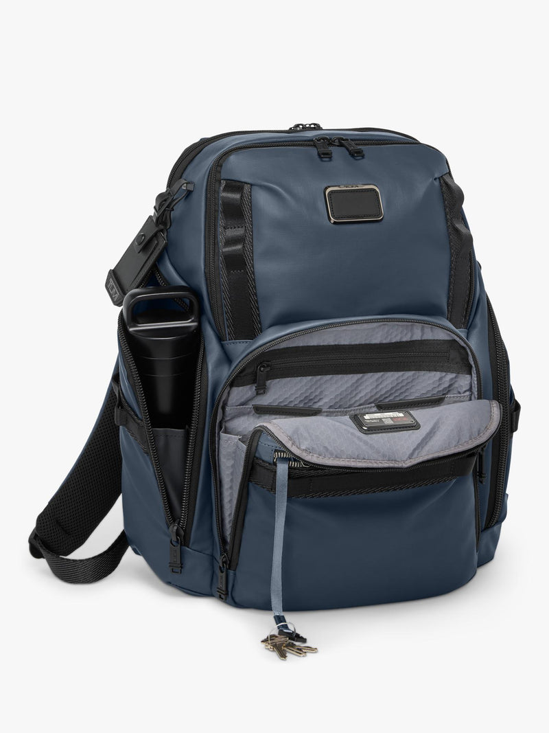 TUMI Search Backpack navy coated canvas (British brand)