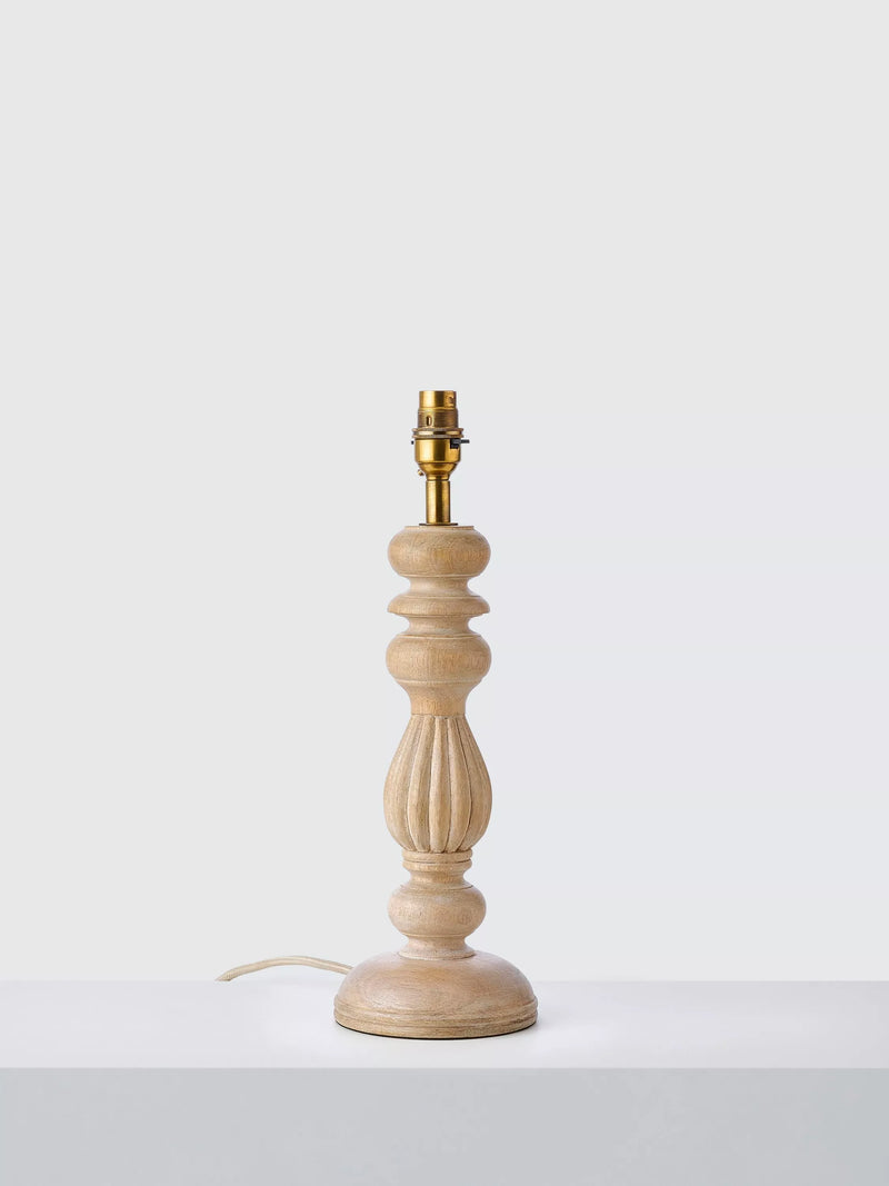 John Lewis Norma whitewashed mango wood lamp base, imported from the UK