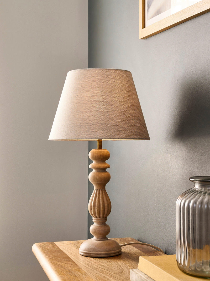 John Lewis Norma whitewashed mango wood lamp base, imported from the UK