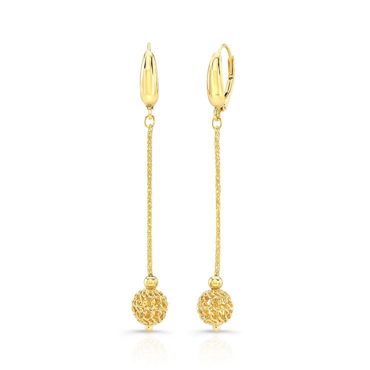 18ct yellow gold dangle ball earrings (British brand)